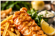 Battered cod fillet with hand-cut fries