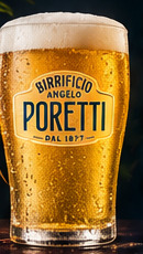 Poretti lager poured into a chilled glass