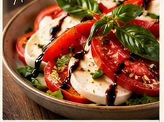 Caprese salad with tomato, mozzarella and basil