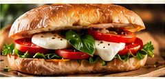 Caprese sandwich with mozzarella and tomato