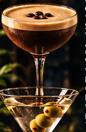 Espresso martini with coffee beans