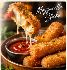 Fried mozzarella sticks with marinara sauce