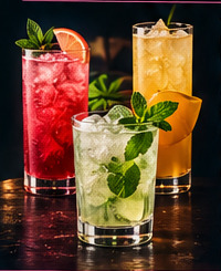 Three colourful alcohol-free mocktails