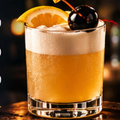 Whiskey sour with a cherry garnish