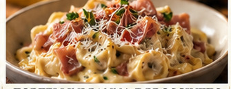 Tortellini with cream and ham