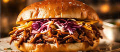 BBQ pulled pork sandwich with coleslaw