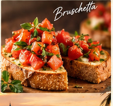 Toasted bruschetta with tomato and basil